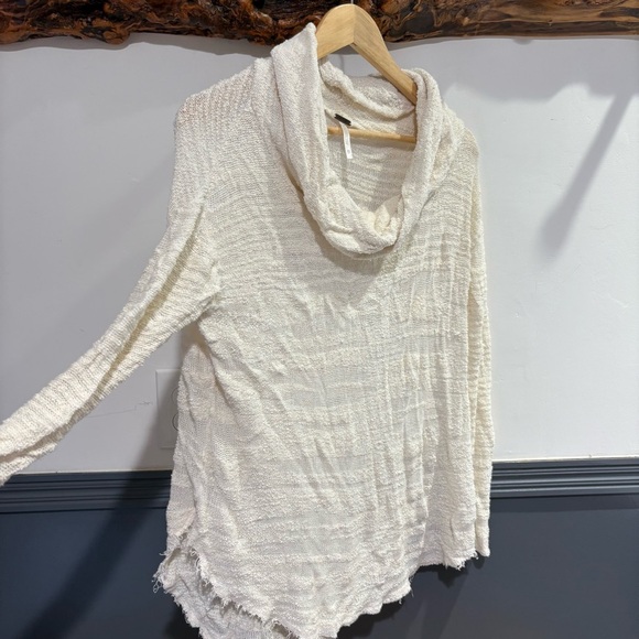 Free People Cream Cowl Neck Sweater with Textural Details - Picture 2 of 13